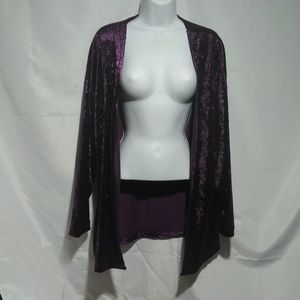 (1-2X) Vintage Heads Up Open Front Velour Cardigan Size 3X
